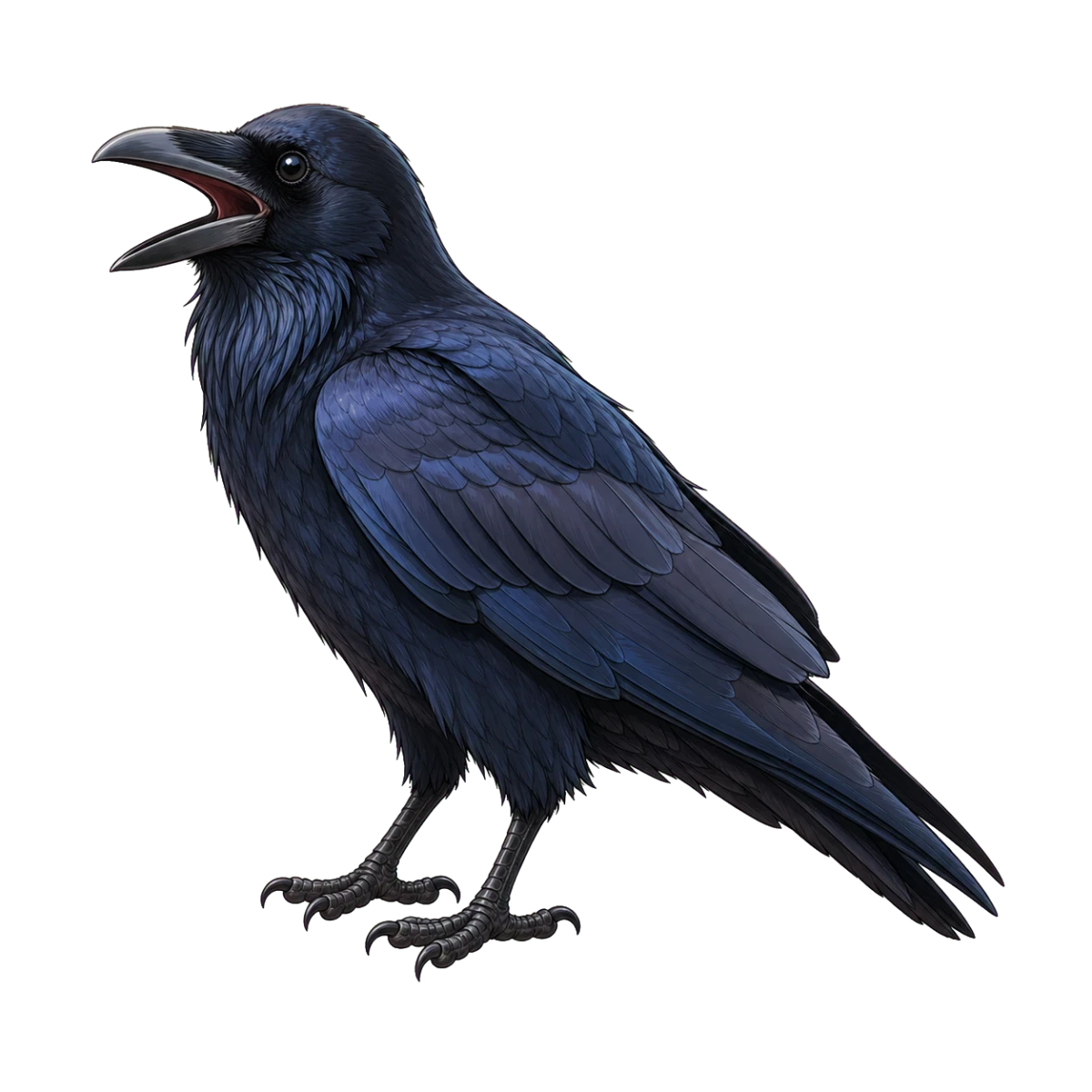 The raven, perched and mid-complaint